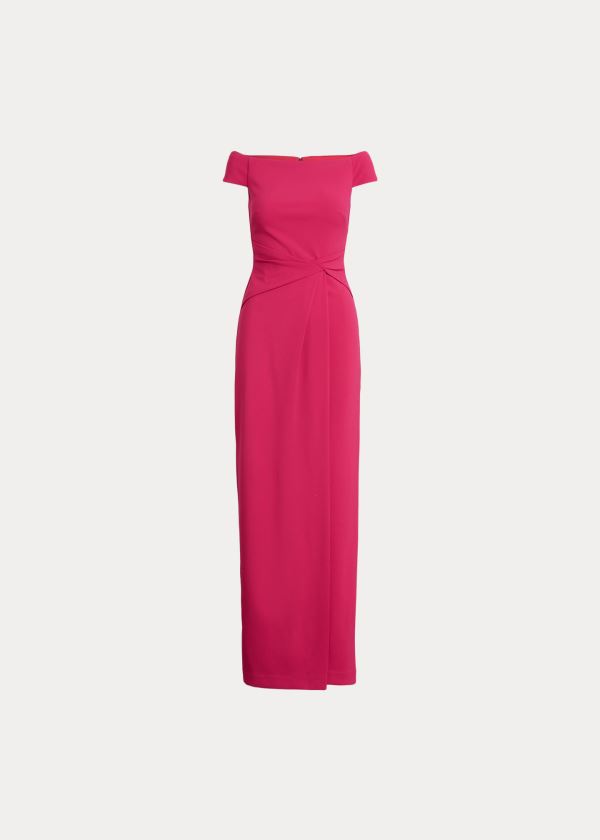 Vestidos Ralph Lauren Mujer Fucsia Claro - Crepe Off-the-Shoulder - BXMOR8627